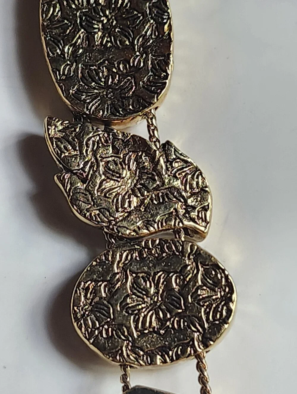 Vintage Gold Tone Floral Bracelet Watch with Cherub Medallions